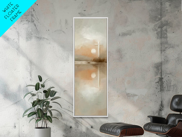 Radiant Morning Cross – Framed Canvas Print – Christian Art Canvas – Tall Skinny Art Print – Christmas Wall Art – Christian Painting – Chri