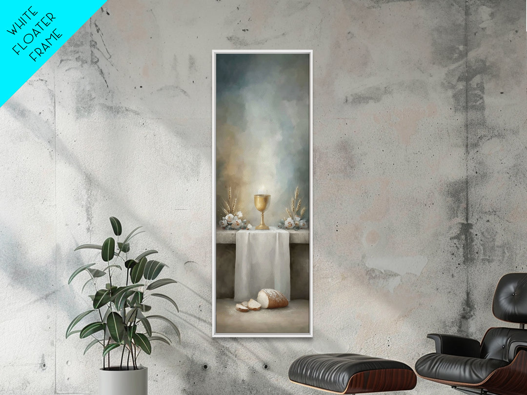 Eternal Chalice Light | Framed Canvas Print | Tall Narrow Wall Art | Christian Wall Art | Christian Art Canvas | Christmas Art