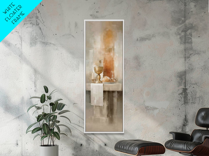 Quiet Altar Stillness - Framed Canvas Print - Narrow Art - Christian Art - Christian Paintings - Christmas Wall Art - Jesus Painting