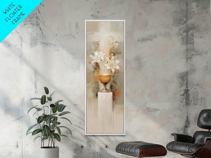 Graceful Lily Chalice | Framed Canvas Print | Narrow Art | Christian Art Canvas | Christian Decor | Jesus Painting | Christmas Art