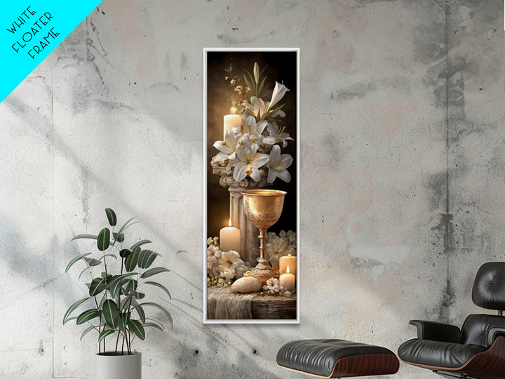 Holy Floral Offering - Framed Canvas Print - Tall Narrow Wall Art - Christian Art Canvas - Christian Wall Art - Jesus Painting