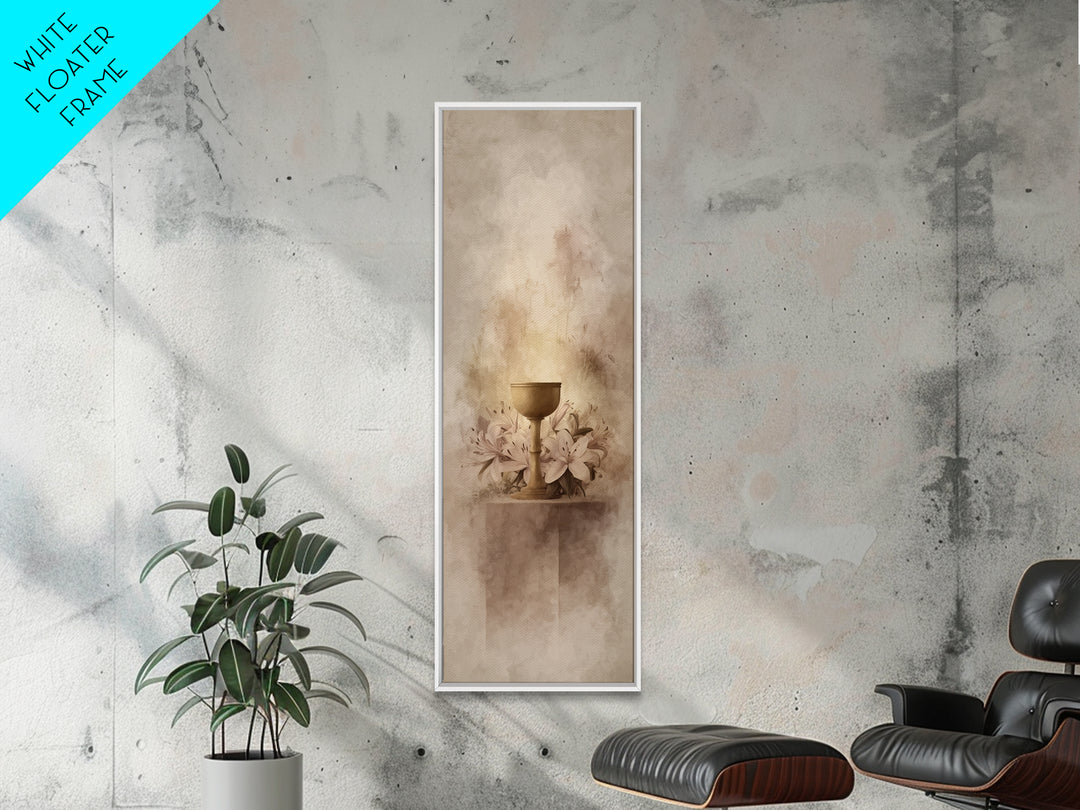 Sacred Lily Glow, Framed Canvas Print, Skinny Art, Christian Wall Art, Christian Art Canvas, Christian Decor, Christmas Art, Bible Art