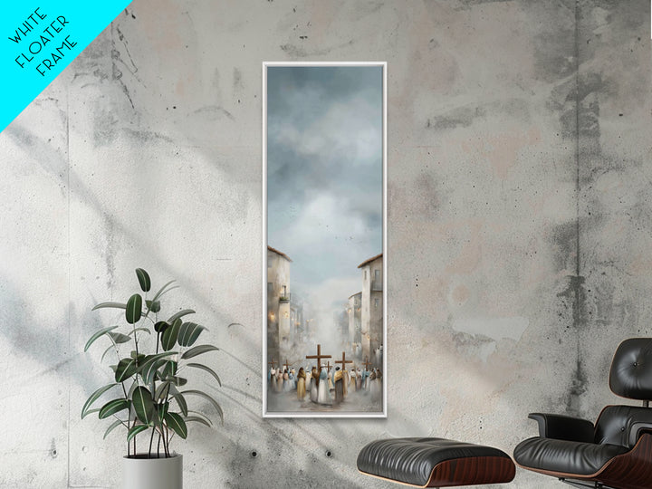 Pilgrims At Dawn – Framed Canvas Print – Narrow Art – Christian Art Work – Christian Christmas Art – Subtle Christian Art