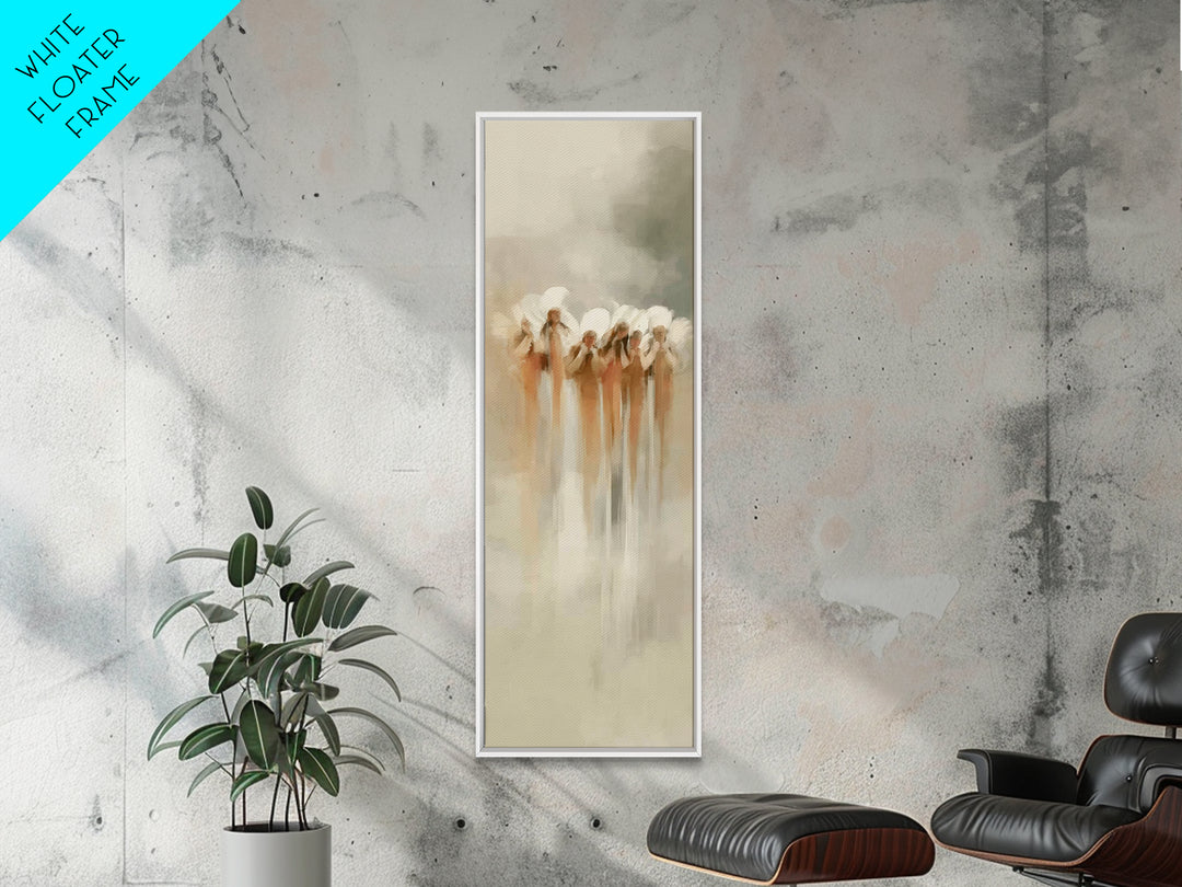 Heavenly Messengers, Framed Canvas Print, Narrow Art, Christian Art Prints, Minimalist Christian Art, Christian Decorations