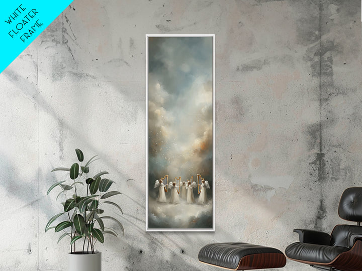 Celestial Harmony | Framed Canvas Print | Tall Narrow Wall Art | Christian Christmas Art | Framed Christian Art | Unique Christian Art