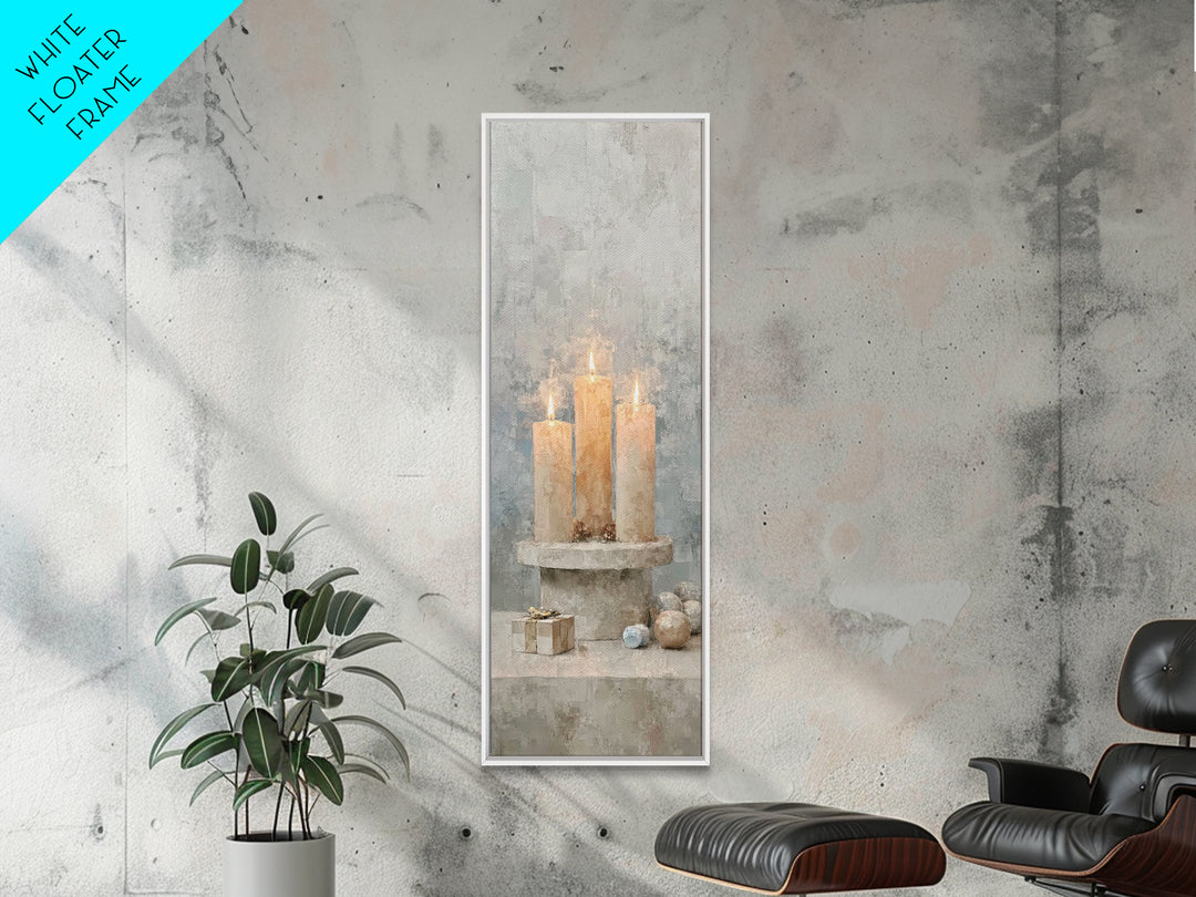 Warm Advent Glow – Framed Canvas Print – Christian Wall Art – Narrow Art – Christmas Art – Christian Art Canvas – Christian Christmas Art
