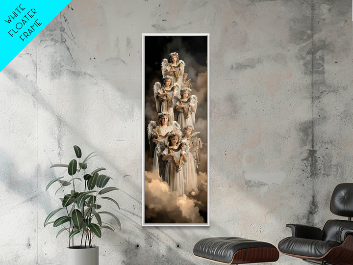 Heaven’s Harp Choir – Framed Canvas Print – Tall Narrow Wall Art – Christian Wall Art – Christian Art Canvas – Christmas Art Prints
