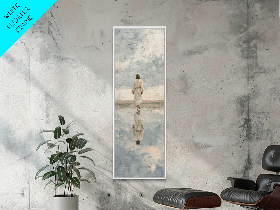 Still Waters Christ – Framed Canvas Print – Narrow Art – Jesus Painting Canvas – Christian Art Print – Vintage Christian Art