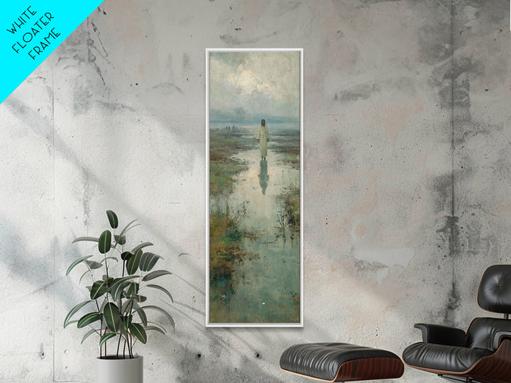 Starlit Savior | Framed Canvas Print | Tall Narrow Wall Art | Christian Art Painting | Christian Christmas Art | Jesus Canvas Art