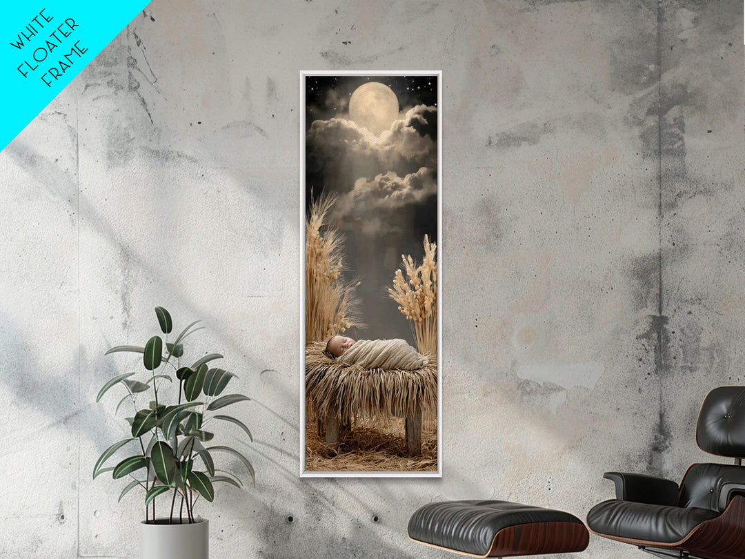 Silent Manger Star – Framed Canvas Print – Christian Christmas Art – Skinny Art – Christian Art Canvas – Christmas Wall Art – Christian Art