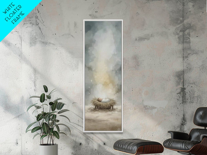 Celestial Nativity – Framed Canvas Print – Christmas Art Prints – Christian Art Canvas – Christian Wall Art – Narrow Art – Christian Christ