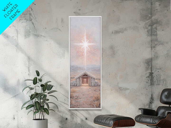 Bethlehem Brightness – Framed Canvas Print – Christian Christmas Art – Christian Art Canvas – Christmas Art Prints – Narrow Art – Christian