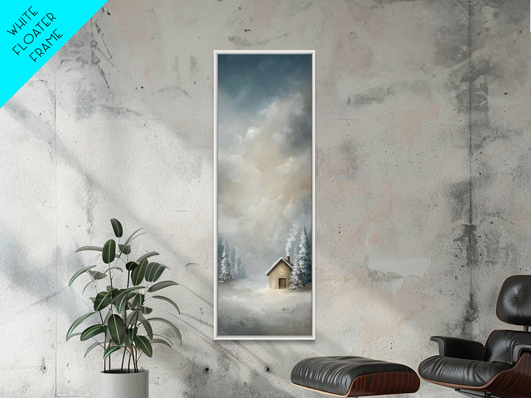 Winter Chapel Stillness – Framed Canvas Print – Christian Wall Art – Christian Art Canvas – Skinny Art – Christmas Art – Christian Christma