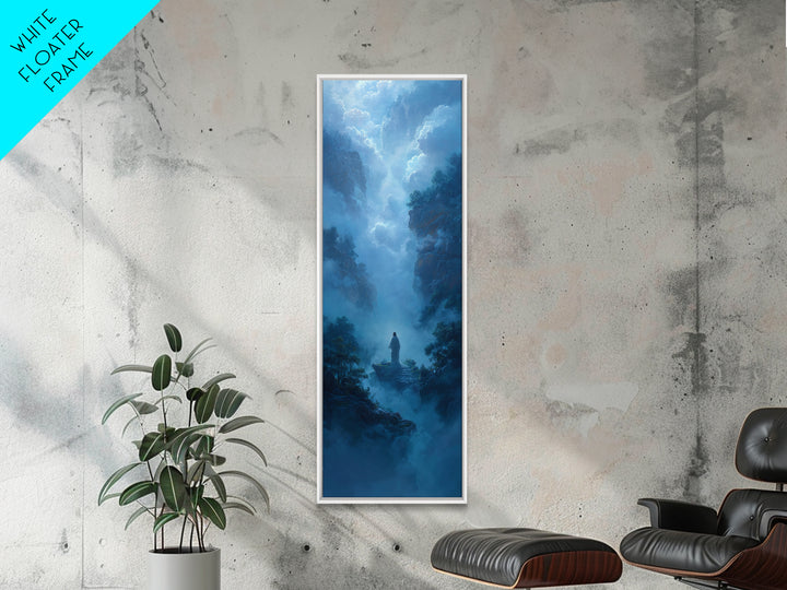 Snowfield Chapel Light – Framed Canvas Print – Tall Skinny Art Print – Christian Art – Christian Wall Art – Christmas Art – Christian Gift