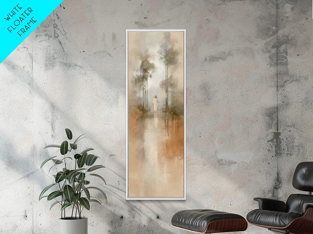 Radiant Forest Walk | Framed Canvas Print | Skinny Art | Christian Art Print | Christian Wall Art | Subtle Christian Art | Christian Gift