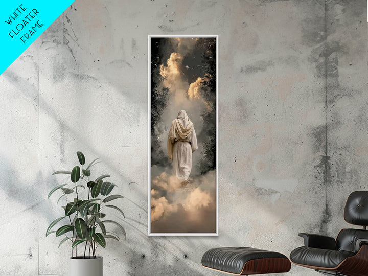 Misty Woodland Savior, Framed Canvas Print, Tall Skinny Art Print, Christian Art, Christian Wall Art, Christian Art Canvas, Christian Gift