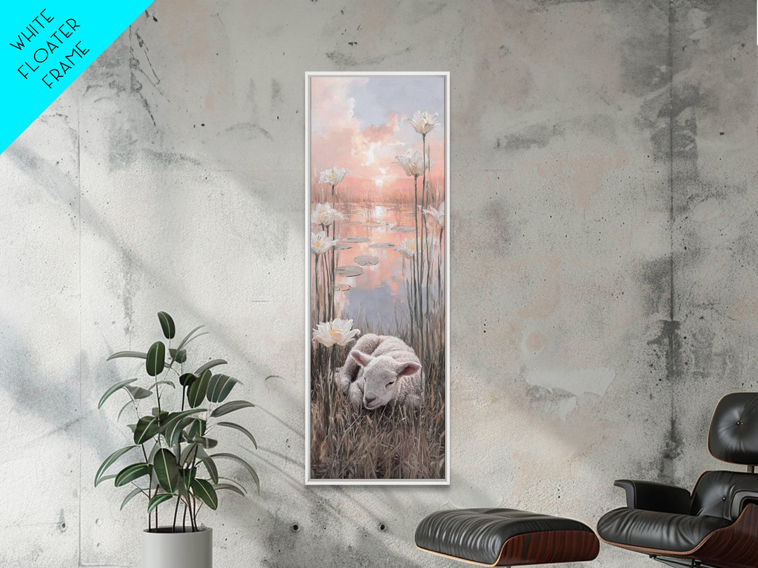 Sunrise Garden Rest – Framed Canvas Print – Christian Wall Art – Tall Narrow Wall Art – Christian Art Canvas – Christian Painting – Faith A