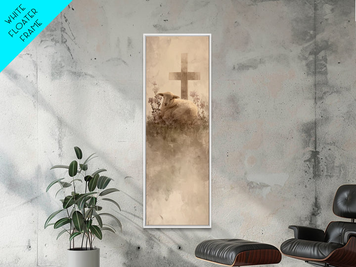 Gentle Rest Hope | Framed Canvas Print | Christian Wall Art | Narrow Art | Christian Art Gift | Unique Christian Art | Jesus Painting Canva