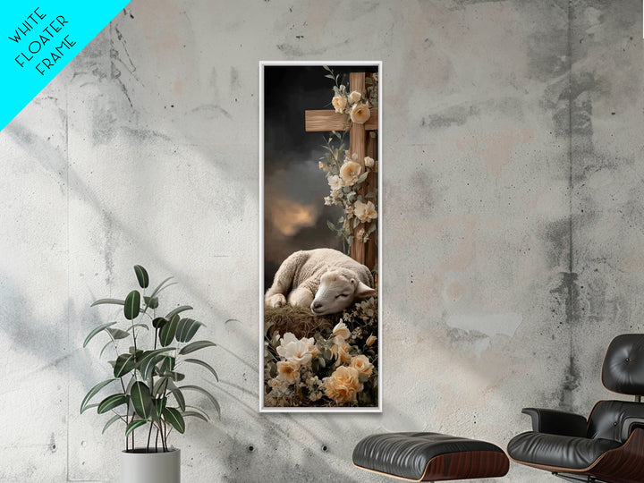 Winter Chapel Glow – Framed Canvas Print – Christian Christmas Art – Tall Narrow Wall Art – Framed Christmas Wall Art – Christian Decor – C