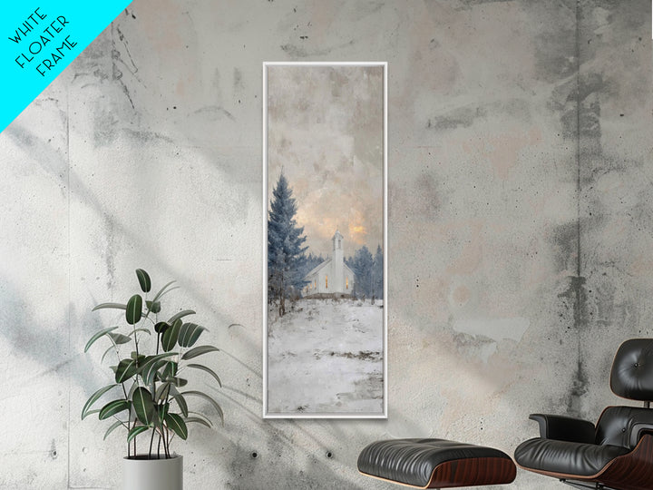 Frosted Woodland Peace, Framed Canvas Print, Christian Wall Art, Skinny Art, Modern Christian Art, Christian Decorations, Christmas Canvas