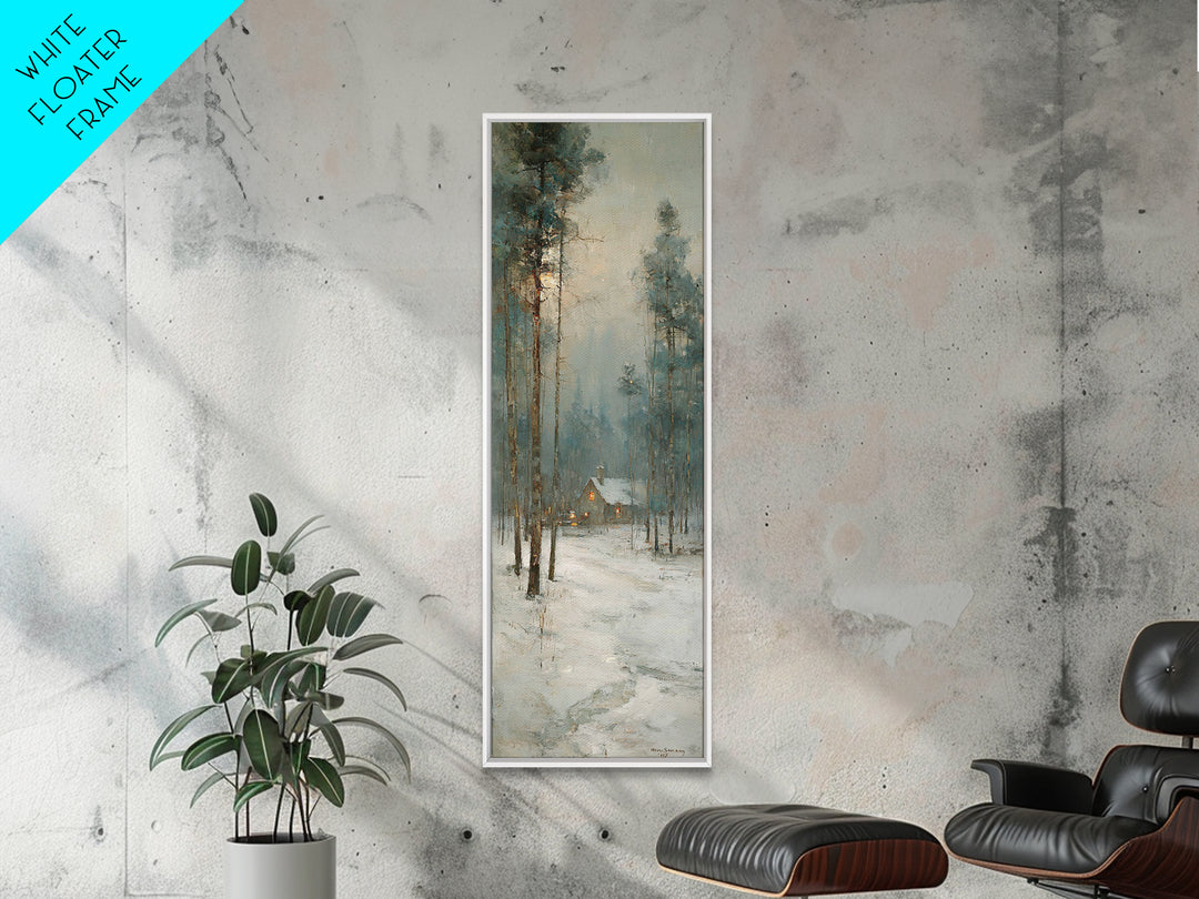 Snowfall Chapel Dawn | Framed Canvas Print | Christian Christmas Art | Narrow Art | Christmas Art Framed | Christian Wall Art | Christmas A