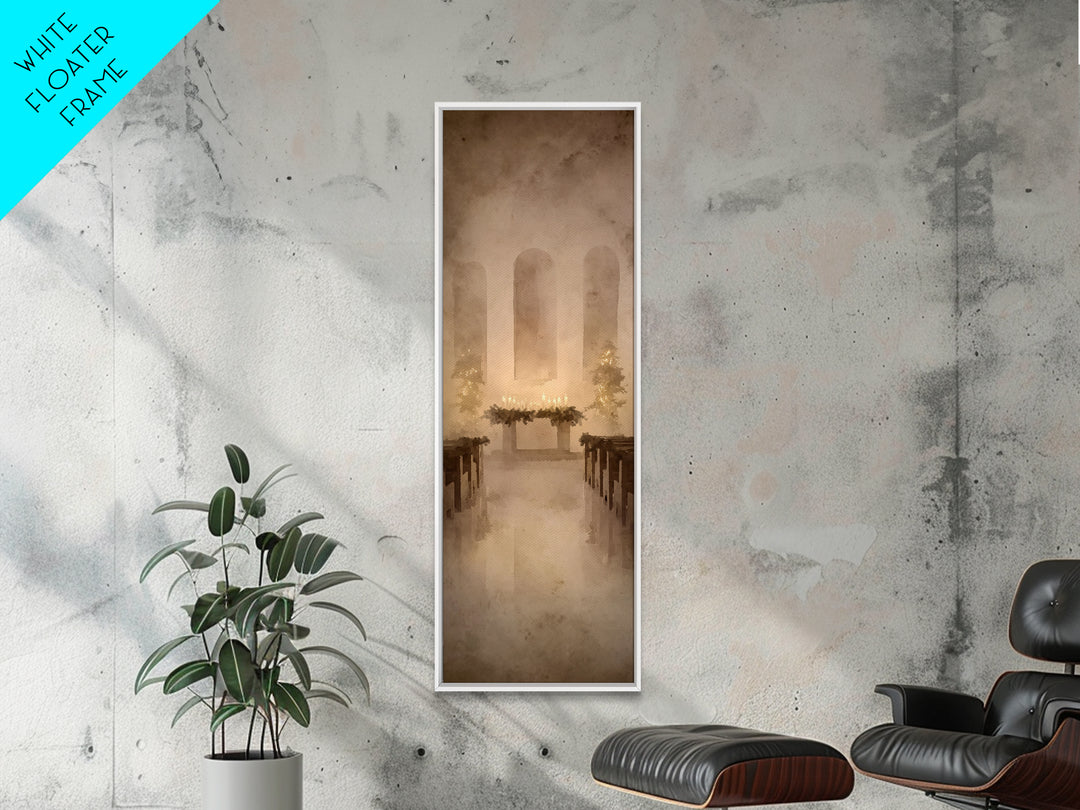 Candlelit Reverence – Framed Canvas Print – Narrow Art – Christian Christmas Art – Christian Wall Art – Christian Art Print – Christian Dec
