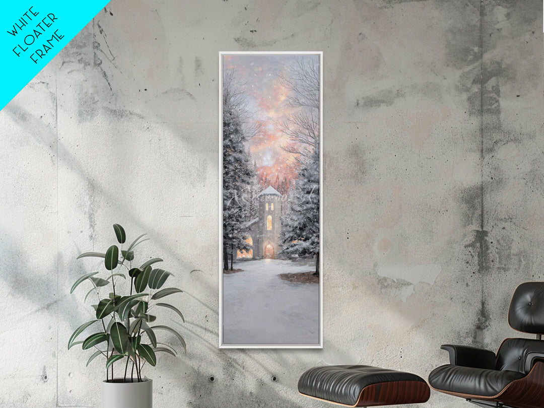Chapel Of Stillness, Framed Canvas Print, Christian Art Canvas, Tall Narrow Wall Art, Christian Art Gift, Christmas Wall Art, Subtle Christ
