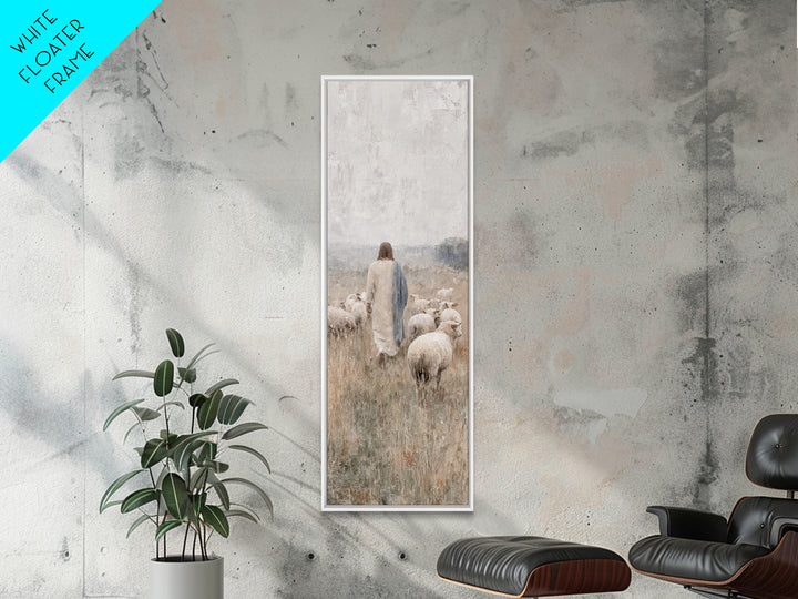 Fields Of His Care, Framed Canvas Print, Skinny Art, Jesus Wall Art, Christian Art Canvas, Christian Painting, Large Jesus Painting