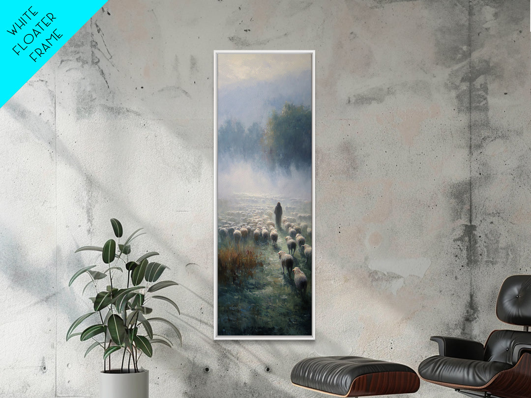 Morning Shepherd Peace – Framed Canvas Print – Narrow Art – Christian Paintings – Jesus Painting – Christian Art Gift – Large Christian Pai