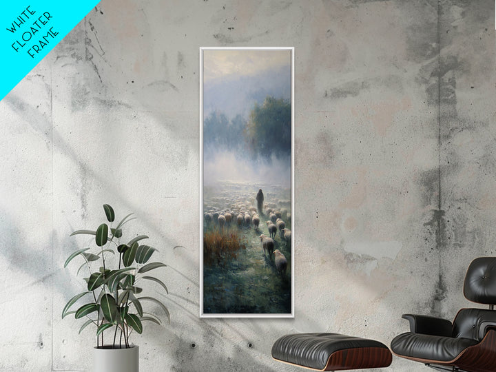 Morning Shepherd Peace – Framed Canvas Print – Narrow Art – Christian Paintings – Jesus Painting – Christian Art Gift – Large Christian Pai