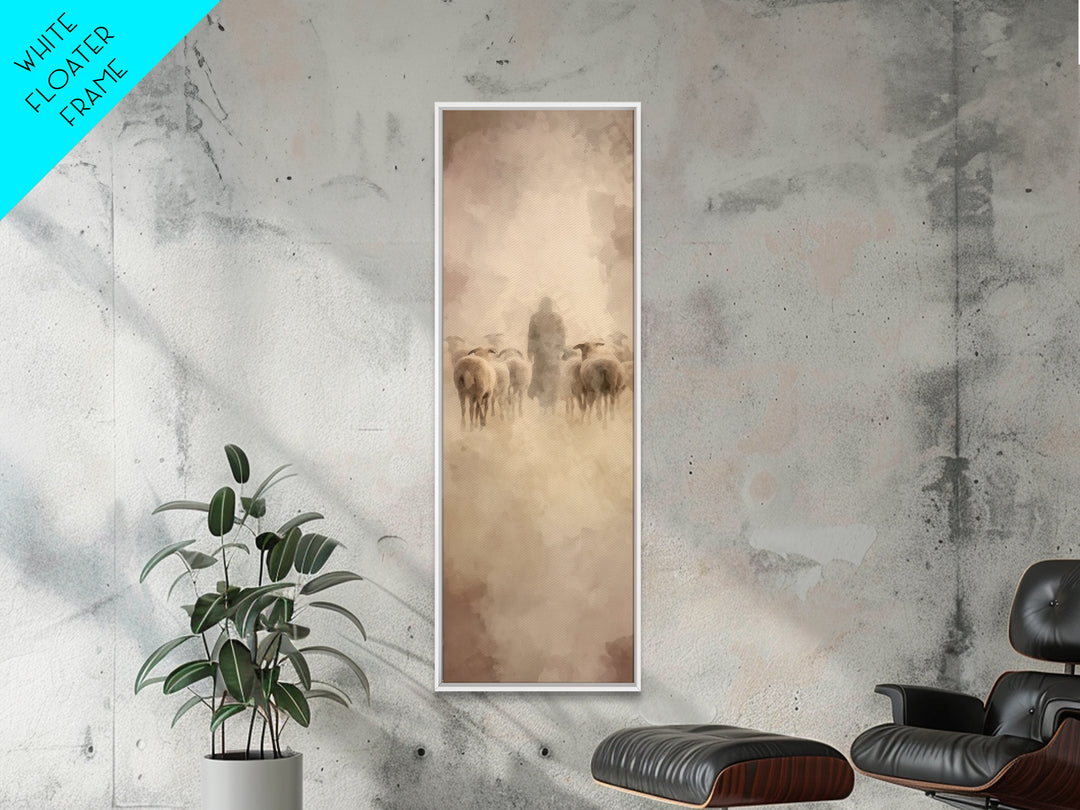 Shepherds Of Peace – Framed Canvas Print – Christian Wall Art – Christian Art Canvas – Jesus Painting – Narrow Art – Christian Christmas Ar