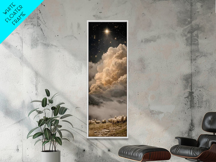 Heavenly Night Star – Framed Canvas Print – Christian Wall Art – Jesus Christmas Art – Christian Art Canvas – Tall Skinny Art Print – Chris