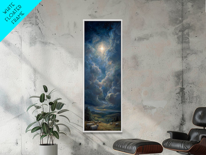Celestial Glory Star – Framed Canvas Print – Christian Art Canvas – Christian Christmas Art – Modern Christian Art – Narrow Art – Christmas