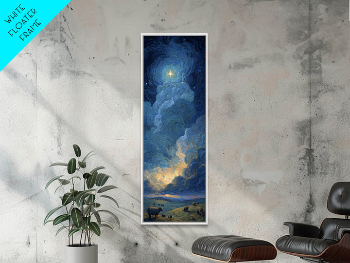 Holy Night Sky – Framed Canvas Print – Christian Wall Art – Modern Christian Art – Christian Art Canvas – Narrow Art – Christian Christmas