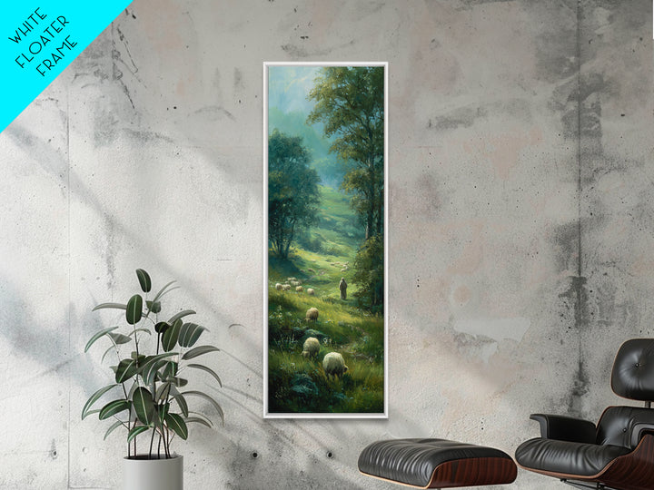 Valley Shepherd Path – Framed Canvas Print – Christian Art Canvas – Christian Wall Art – Subtle Christian Paintings – Skinny Art – Christia
