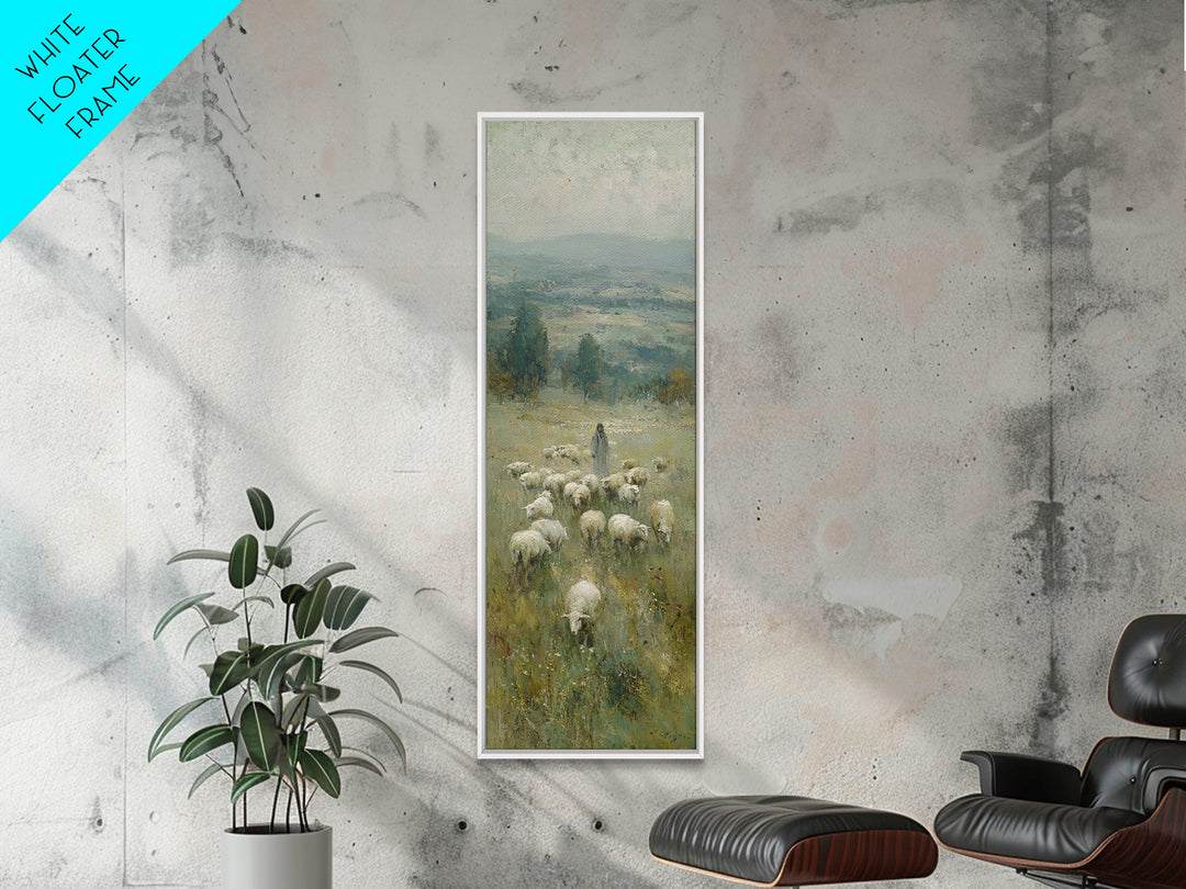 Quiet Pasture Lord | Framed Canvas Print | Christian Wall Art | Christian Art Canvas | Vintage Christian Art | Narrow Art | Christian Gift