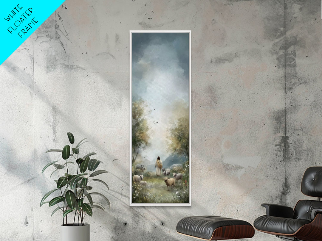Graceful Shepherd Path, Framed Canvas Print, Christian Wall Art, Jesus Painting, Narrow Art, Christian Art Canvas, Christian Gift Ideas