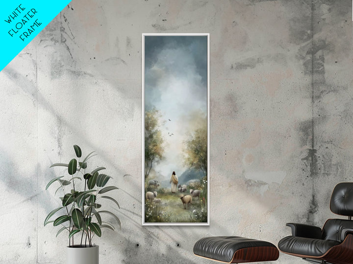 Graceful Shepherd Path, Framed Canvas Print, Christian Wall Art, Jesus Painting, Narrow Art, Christian Art Canvas, Christian Gift Ideas