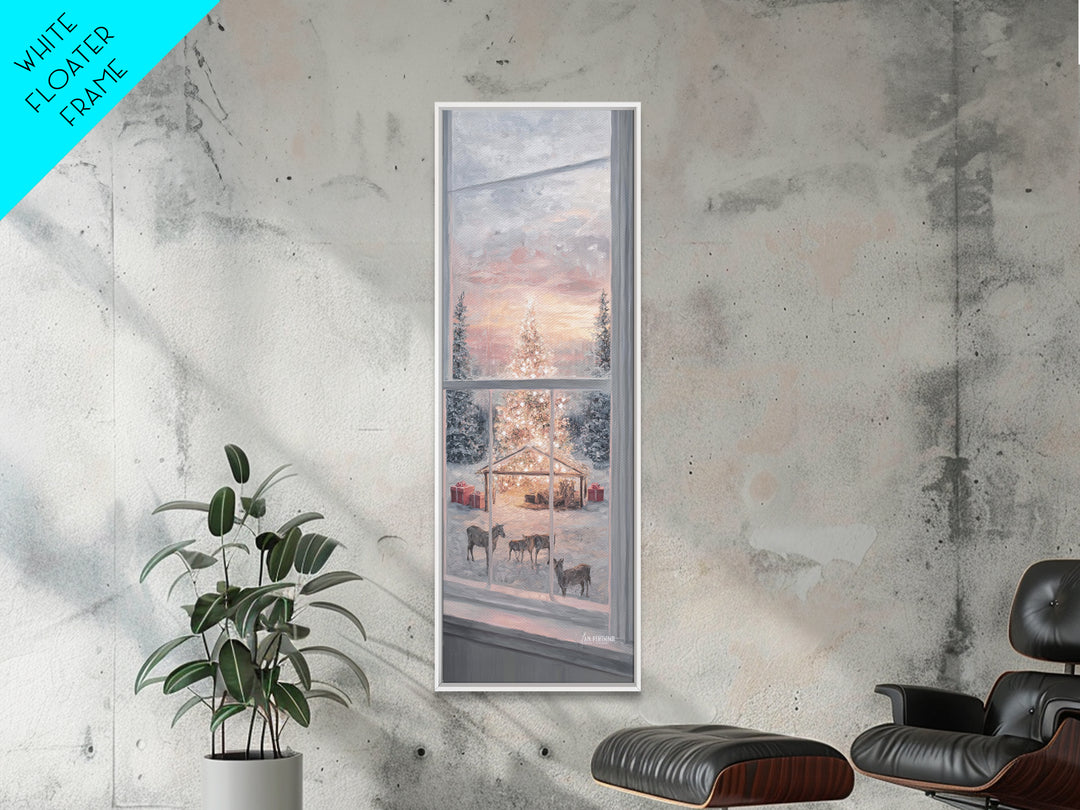Starry Manger View, Framed Canvas Print, Christian Christmas Art, Christmas Canvas Wall Art, Tall Narrow Wall Art, Christian Art Canvas, Ch