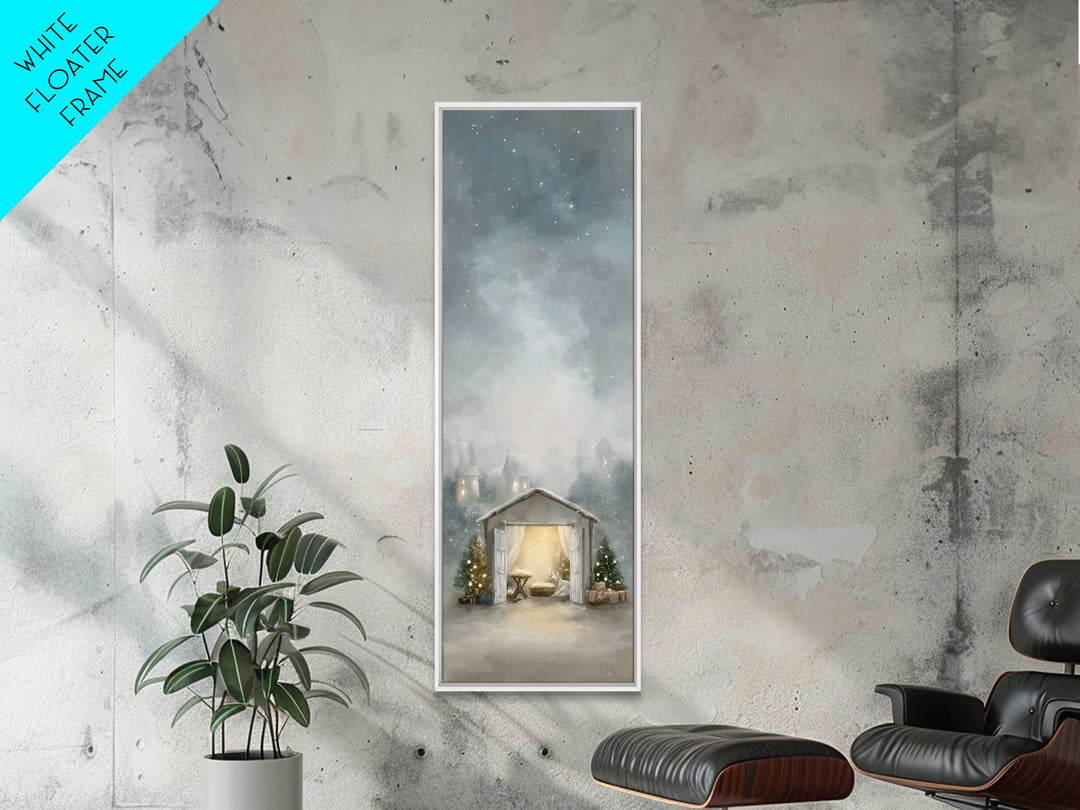Starry Night Cradle – Framed Canvas Print – Christian Wall Art – Christian Art Canvas – Christmas Art – Jesus Painting – Christian Christma