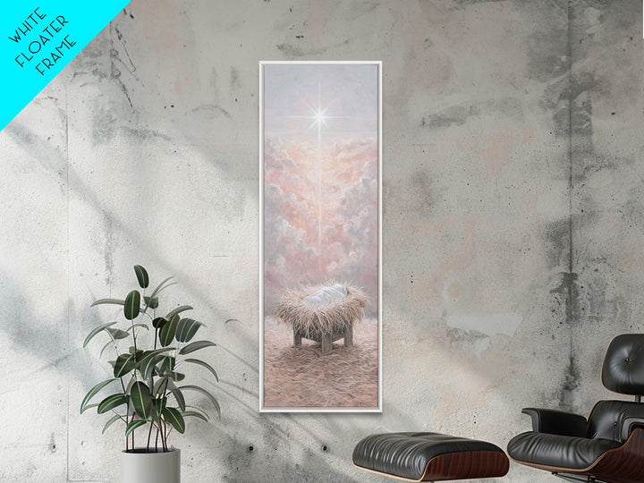Heavenly Manger Light – Framed Canvas Print – Jesus Painting – Christmas Art – Christian Christmas Art – Christian Art Canvas – Christian W