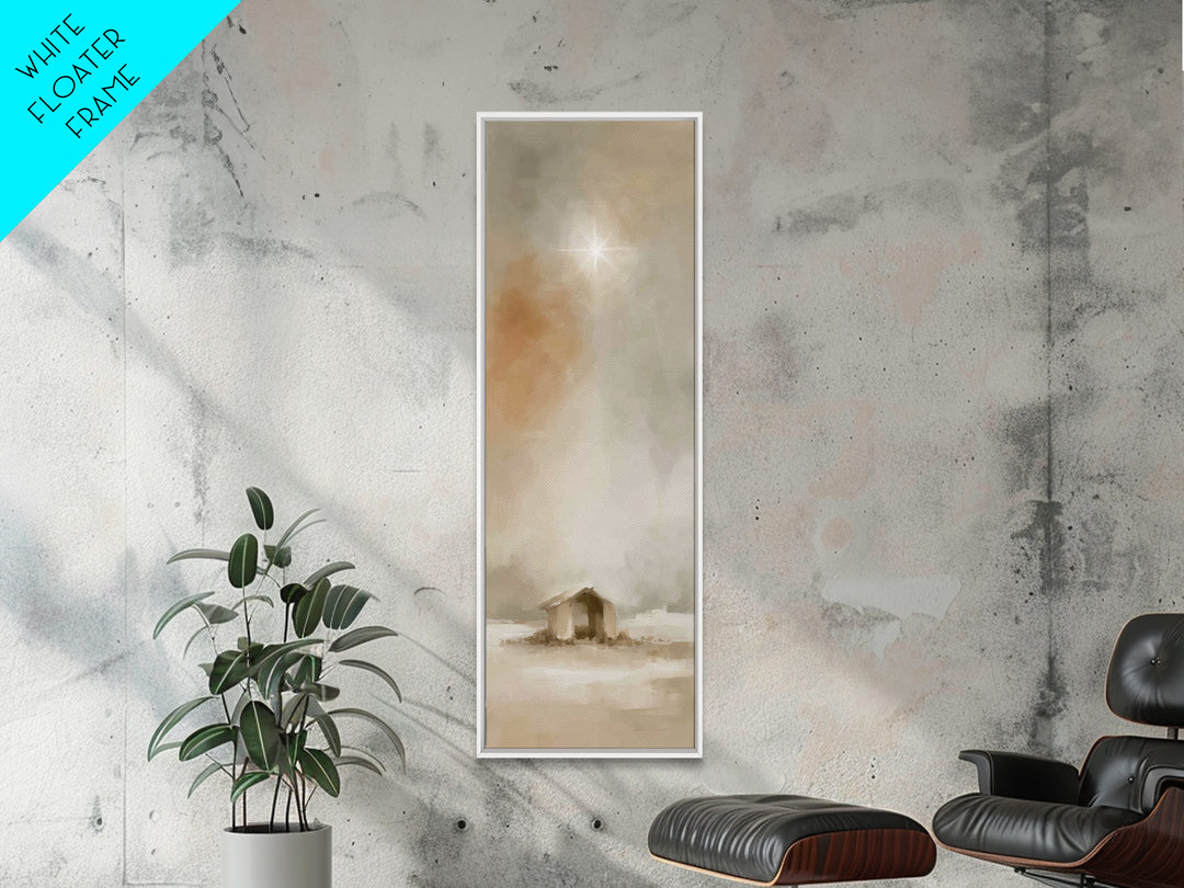Sacred Manger Dawn – Framed Canvas Print – Christian Christmas Art – Christian Wall Art – Christian Art Canvas – Bible Art – Jesus Painting