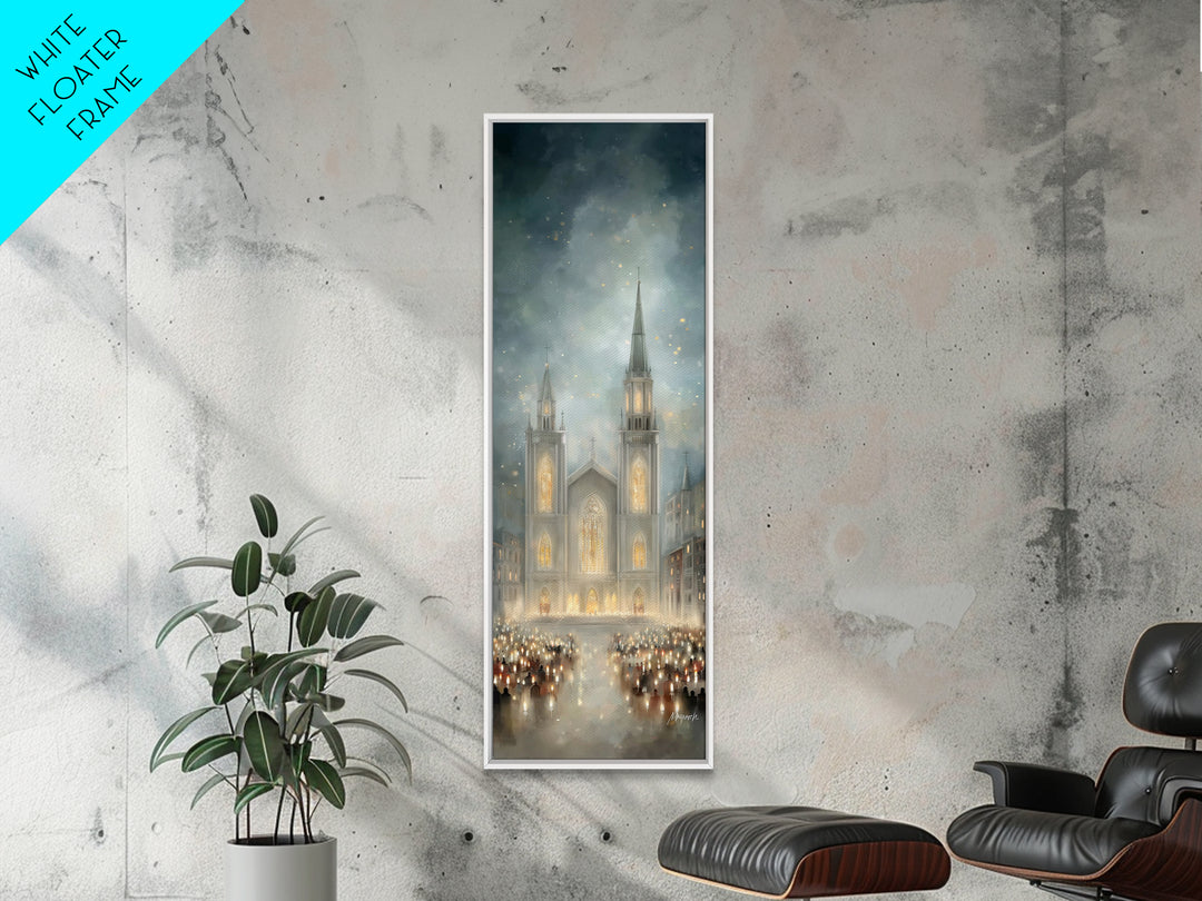 Soft Advent Gathering – Framed Canvas Print – Tall Skinny Art Print – Christian Art Canvas – Christian Wall Art – Christmas Art – Christian