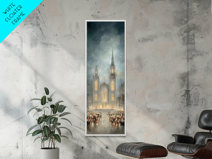 Soft Advent Gathering – Framed Canvas Print – Tall Skinny Art Print – Christian Art Canvas – Christian Wall Art – Christmas Art – Christian