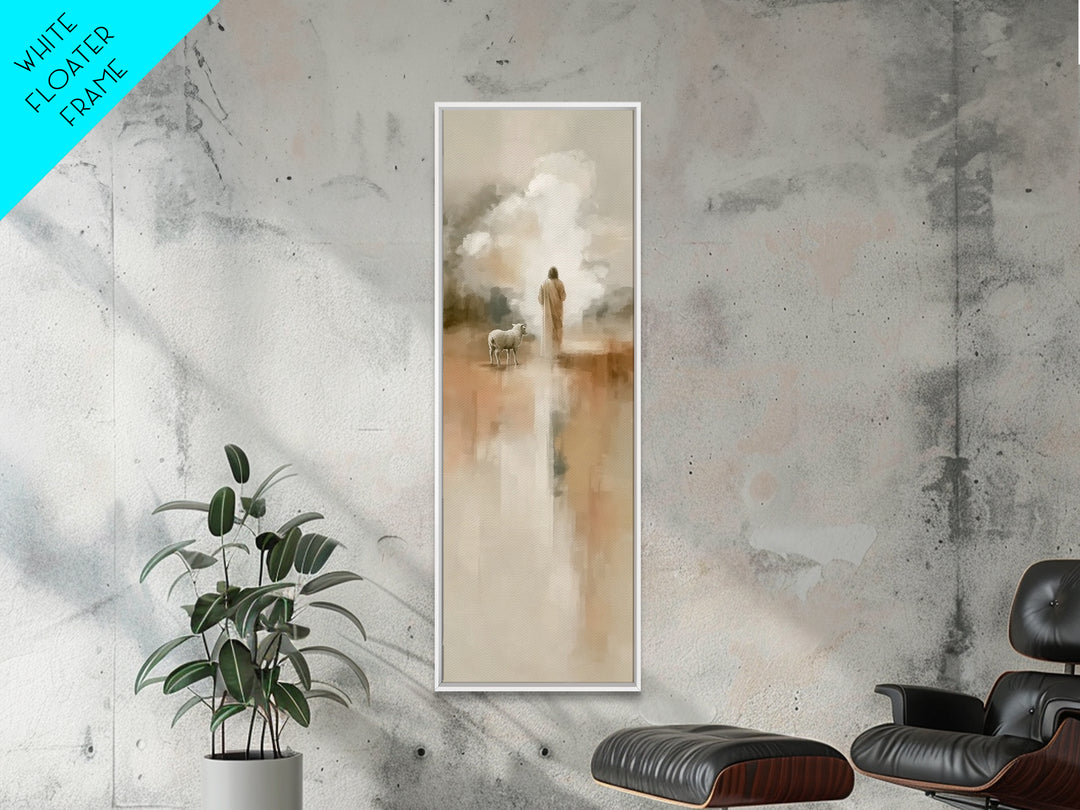 The Shepherd’s Calm – Framed Canvas Print – Tall Narrow Wall Art – Christian Wall Art – Jesus Painting – Christian Christmas Art – Christia