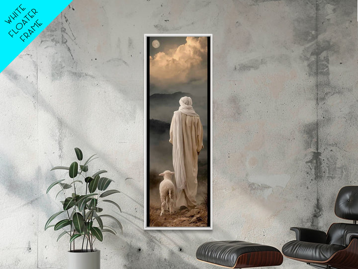Moonlit Guide – Framed Canvas Print – Tall Skinny Art Print – Christian Art – Jesus Painting – Moody Christmas Art – Christian Decor