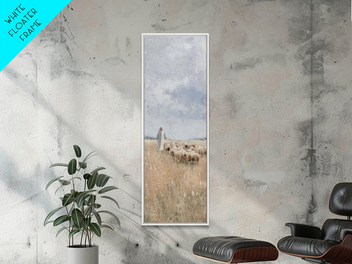 Pasture Of Grace – Framed Canvas Print – Tall Skinny Art Print – Christian Art – Christian Wall Art – Jesus Painting – Christian Christmas