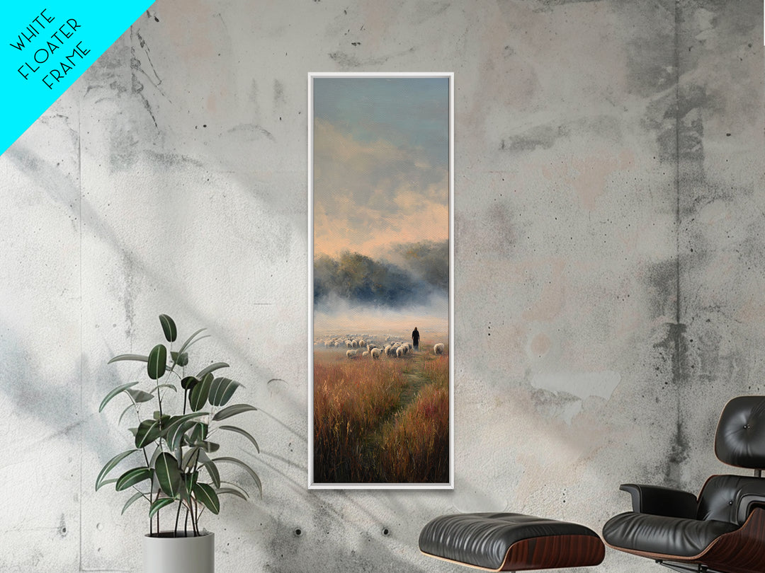 Shepherds At Dawn - Framed Canvas Print - Christian Wall Art - Christian Art Canvas - Jesus Painting - Tall Skinny Art Print - Jesus Art