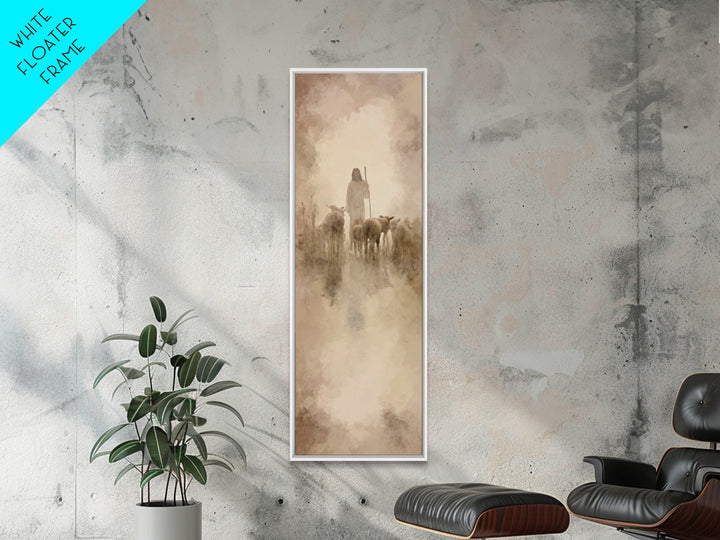 Graceful Shepherd Path, Framed Canvas Print, Christian Wall Art, Jesus Painting, Christian Art Canvas, Skinny Art, Christian Christmas Art