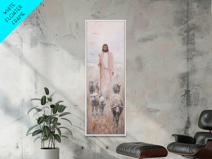 Peaceful Savior Walk | Framed Canvas Print | Christian Art | Christian Wall Art | Jesus Painting | Tall Skinny Art Print | Christian Art Ca